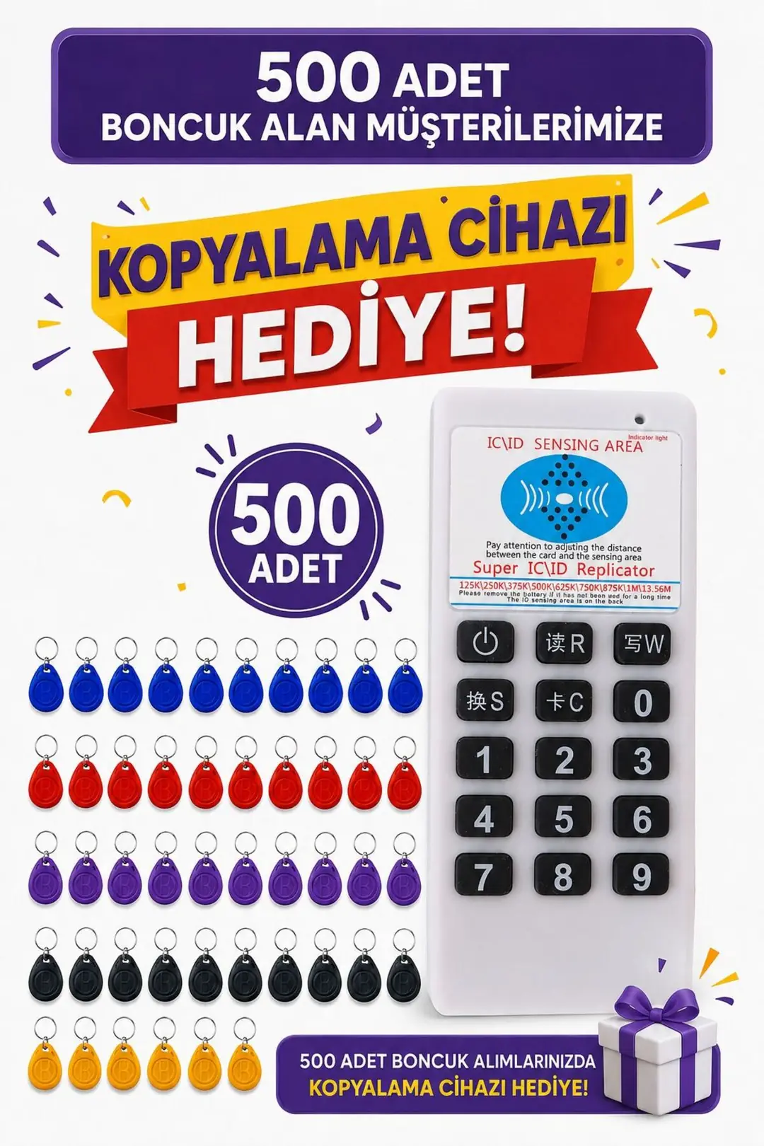 SARKEY SR-602 H-R Yazılabilir, Kopyalanabilir 125 KHz Proximity Anahtarlık, Keyfob, Göstergeç (Farklı Renkler) (12/14)