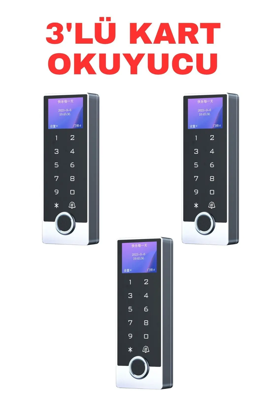 Sarkey SR-213 LCD EM-W Parmak İzi Kart Şifre Okuyucu LCD Ekranlı IP68 Metal Kasa 125 KHz (8/10)