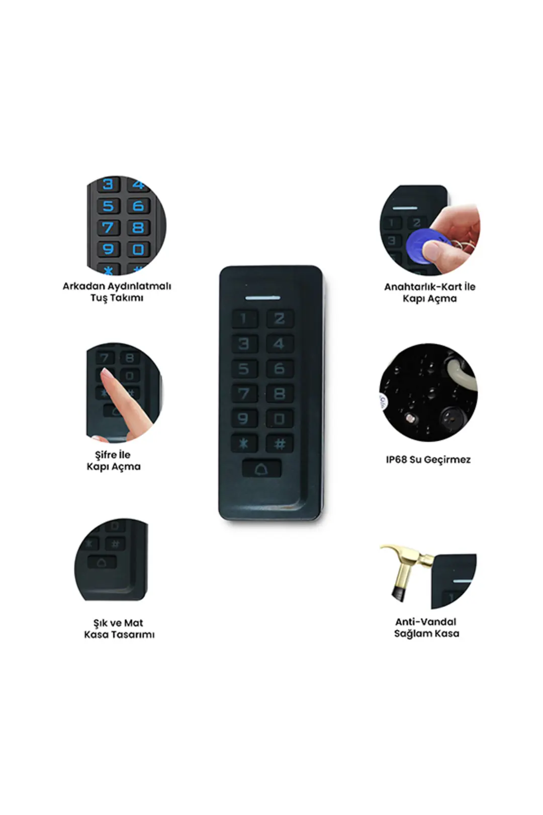 SARKEY SR-206 EM-W IP68 Su Geçirmez Kartlı ve Şifreli Geçiş Sistemi Proximity RFID Kart Okuyucu 125 KHz (3/11)