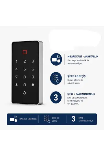 SR-208 MF Mifare Kart Okuyucu 13.56 MHz Şifreli Geçiş Kontrol Sistemi 2000 Kullanıcı