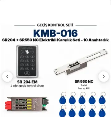 SR-204 EM Kartlı Şifreli Geçiş Seti + SR-550 NC Fail Safe Kilit + SR-600 H RFID Anahtarlık (10 Anahtarlık)