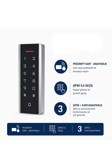 SR-205 EM Kartlı ve Şifreli Geçiş Sistemi Proximity RFID Kart Okuyucu 125 KHz