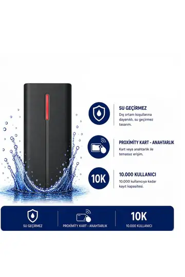SR-207 EM-W IP68 RFID Proximity Kart Okuyucu 125 KHz 10.000 Kullanıcı Kapasiteli Dış Ortam Geçiş Sistemi