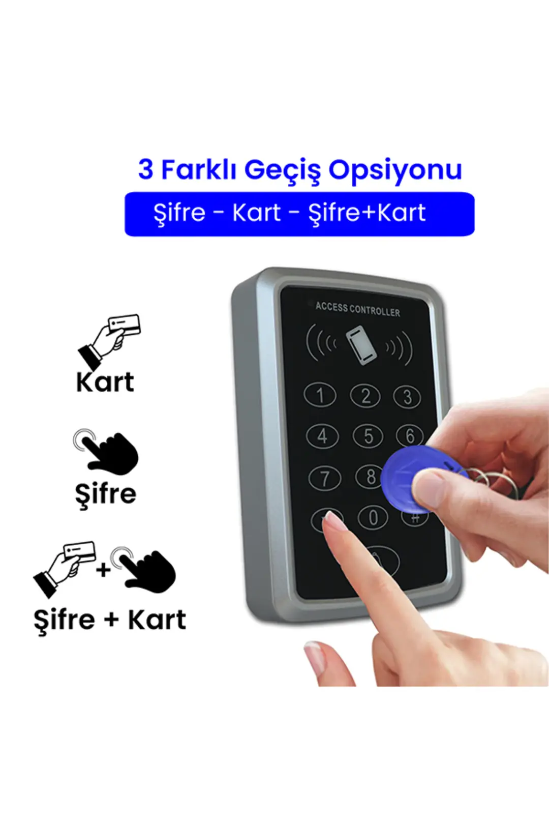 SARKEY SR-204 MF Mifare Kartlı ve Şifreli Geçiş Sistemi RFID Kart Okuyucu 13.56 MHz (3/10)