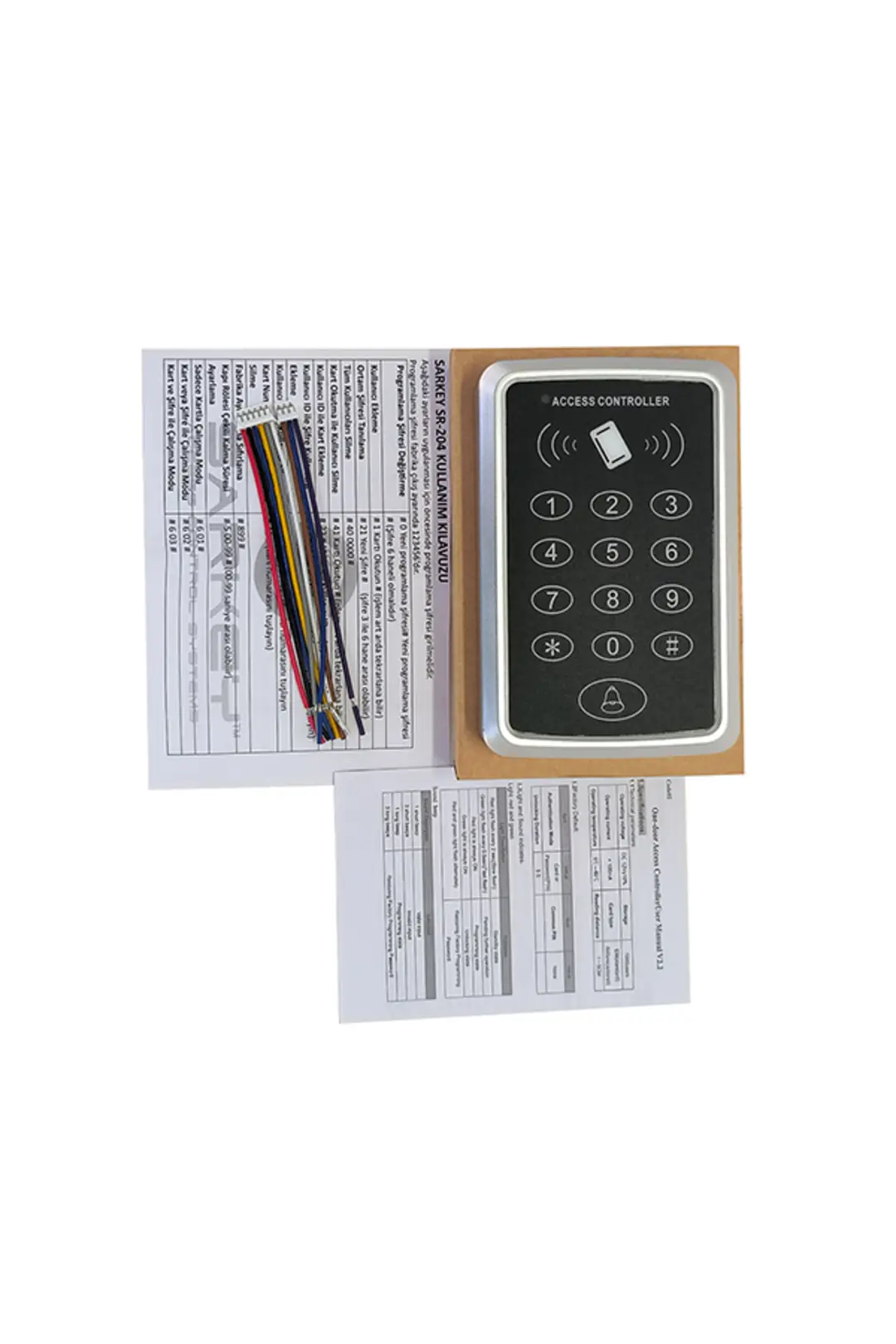 SARKEY SR-204 EM Max Kartlı ve Şifreli Geçiş Sistemi Proximity RFID Kart Okuyucu 125 KHz 12/24V AC/DC (7/11)