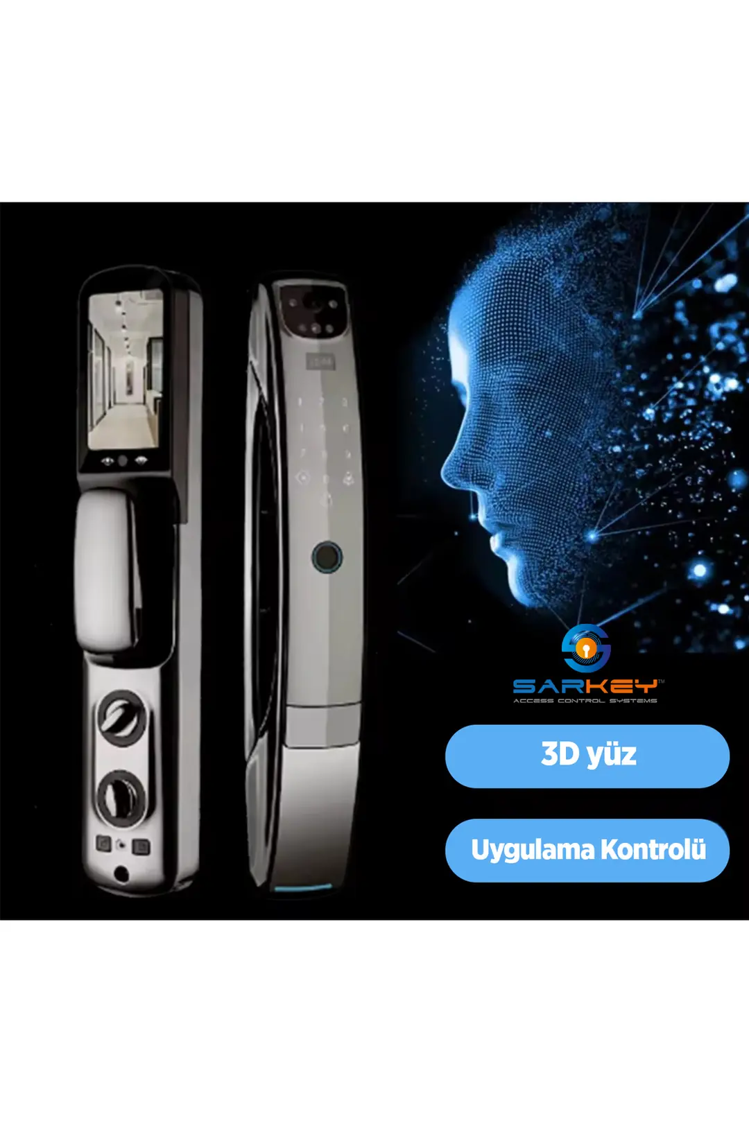 SARKEY SR-1600 WiFi Akıllı Kapı Kilidi Yüz Tanıma Parmak İzi Şifre Kart ve Görüntülü Görüşme Özellikli (4/11)