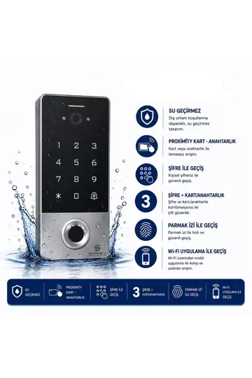 SR-261 EM-W IP68 WiFi Tuya Video İnterkomlu Parmak İzi Şifreli Proximity Kart Okuyucu 125 KHz