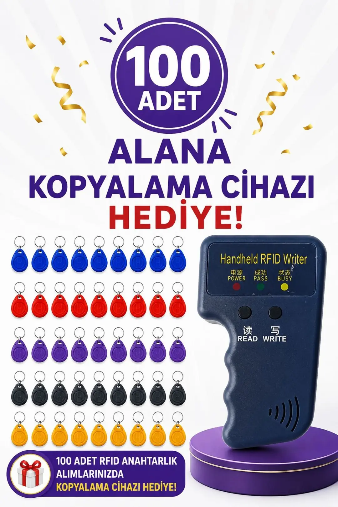 SARKEY SR-602 H-R Yazılabilir, Kopyalanabilir 125 KHz Proximity Anahtarlık, Keyfob, Göstergeç (Farklı Renkler) (10/14)