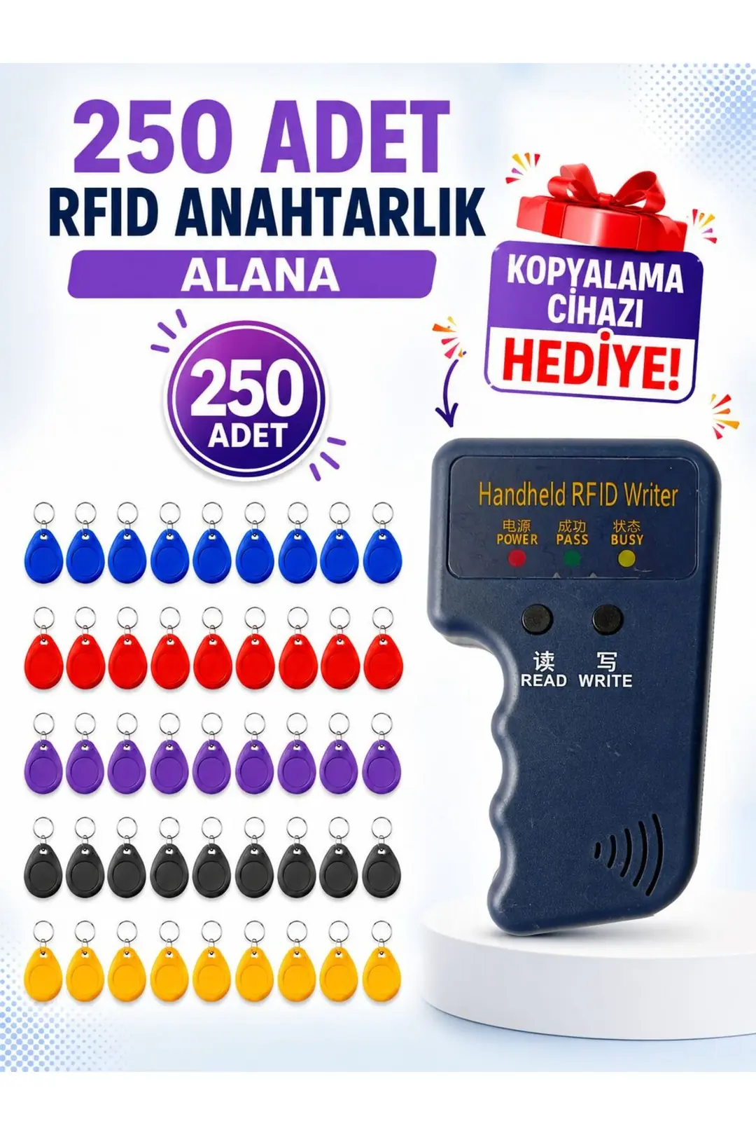 SARKEY SR-602 R Yazılabilir, Kopyalanabilir 125 KHz Proximity Anahtarlık, Keyfob, Göstergeç (Farklı Renkler) (10/13)