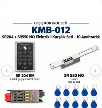 SR-204 EM Kartlı Şifreli Geçiş Seti + SR-550 NO Fail Secure Kilit + SR-600 H RFID Anahtarlık (10 Anahtarlık)