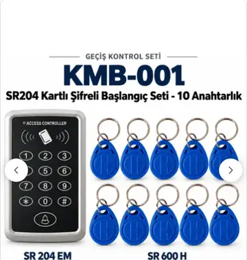 SR-204 EM Kartlı Şifreli Geçiş Kontrol Seti + SR-600 H 125 kHz RFID Anahtarlık (10 Anahtarlık)