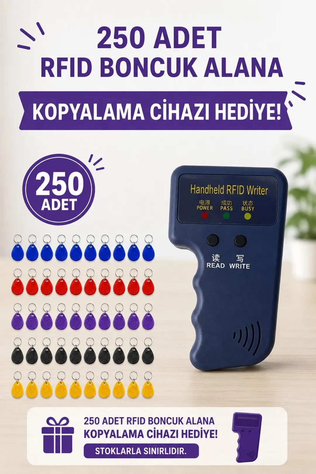 SARKEY SR-602 H-R Yazılabilir, Kopyalanabilir 125 KHz Proximity Anahtarlık, Keyfob, Göstergeç (Farklı Renkler) (11/14)