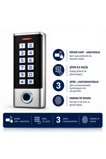 SR-211 MF Biyometrik Mifare Kart Okuyucu Parmak İzi Şifreli Geçiş Kontrol Sistemi 10000 Kullanıcı