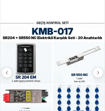 SR-204 EM Kartlı Şifreli Geçiş Seti + SR-550 NC Fail Safe Kilit + SR-600 H RFID Anahtarlık (20 Anahtarlık)