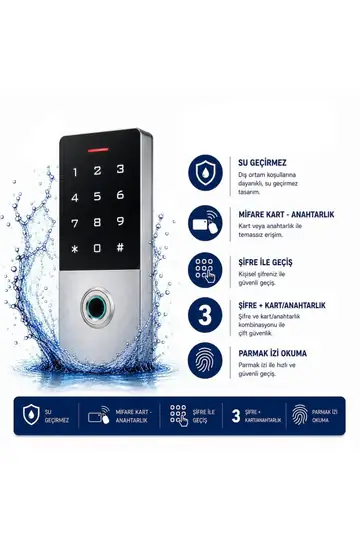 SR-212 MF-W Parmak İzi Kart Okuyucu 13.56 MHz IP68 Dokunmatik Şifreli Biyometrik Geçiş Kontrol Sistemi 10000 Kullanıcı