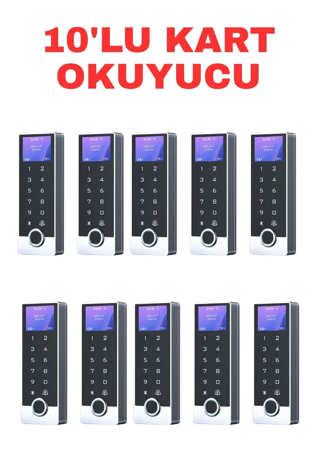 Sarkey SR-213 LCD EM-W Parmak İzi Kart Şifre Okuyucu LCD Ekranlı IP68 Metal Kasa 125 KHz (10/10)