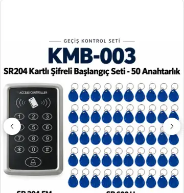 SR-204 EM Kartlı Şifreli Geçiş Kontrol Seti + SR-600 H 125 kHz RFID Anahtarlık (50 Anahtarlık)