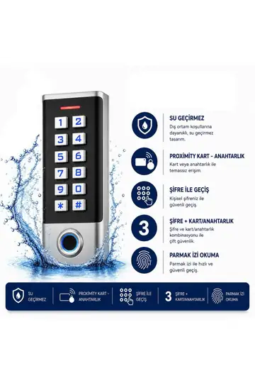 SR-211 EM-W Parmak İzi Kart Okuyucu 125 KHz IP68 Şifreli Biyometrik Geçiş Kontrol Sistemi 10000 Kullanıcı