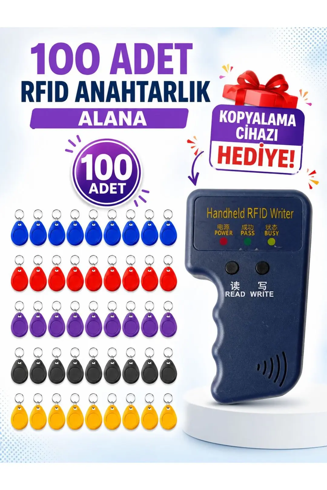 SARKEY SR-602 R Yazılabilir, Kopyalanabilir 125 KHz Proximity Anahtarlık, Keyfob, Göstergeç (Farklı Renkler) (9/13)