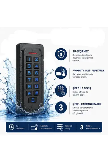 SR-206 EM-W IP68 Su Geçirmez Kartlı ve Şifreli Geçiş Sistemi Proximity RFID Kart Okuyucu 125 KHz