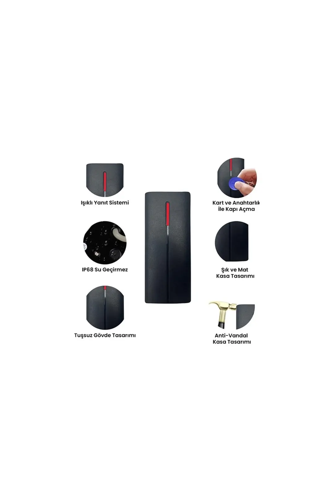 SARKEY SR-207 EM-W IP68 RFID Proximity Kart Okuyucu 125 KHz 10.000 Kullanıcı Kapasiteli Dış Ortam Geçiş Sistemi (3/10)