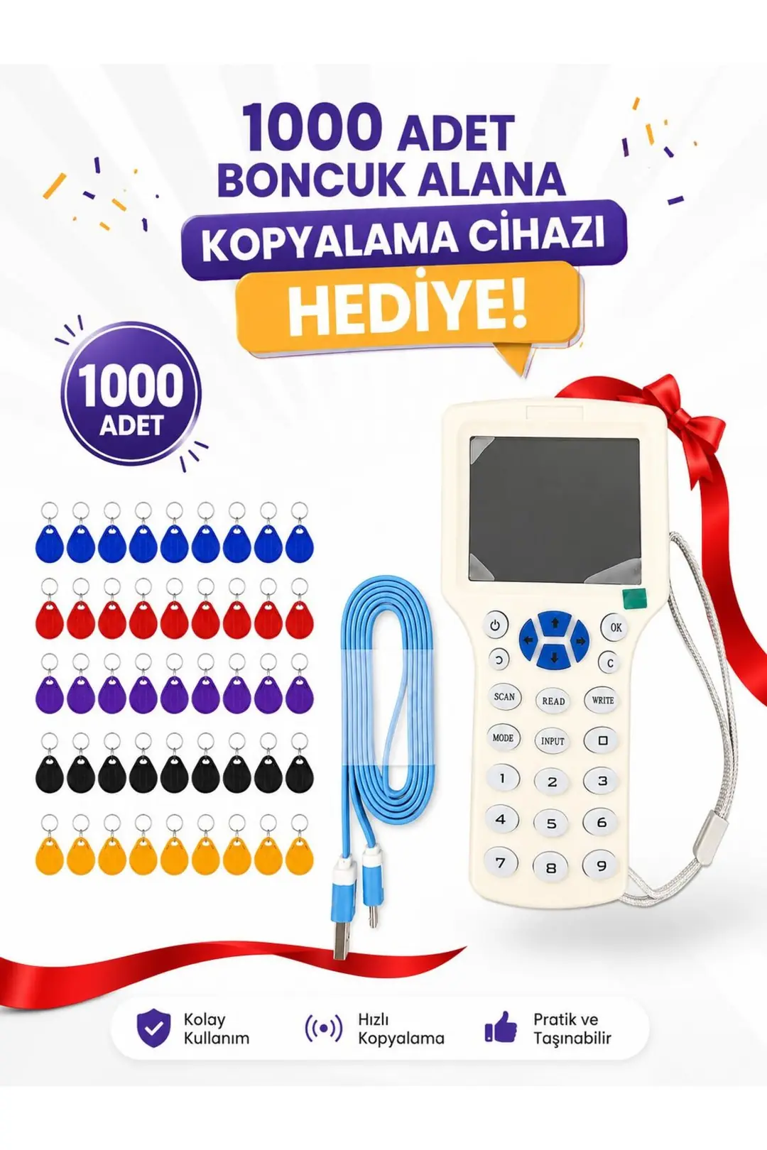 SARKEY SR-602 H-R Yazılabilir, Kopyalanabilir 125 KHz Proximity Anahtarlık, Keyfob, Göstergeç (Farklı Renkler) (14/14)
